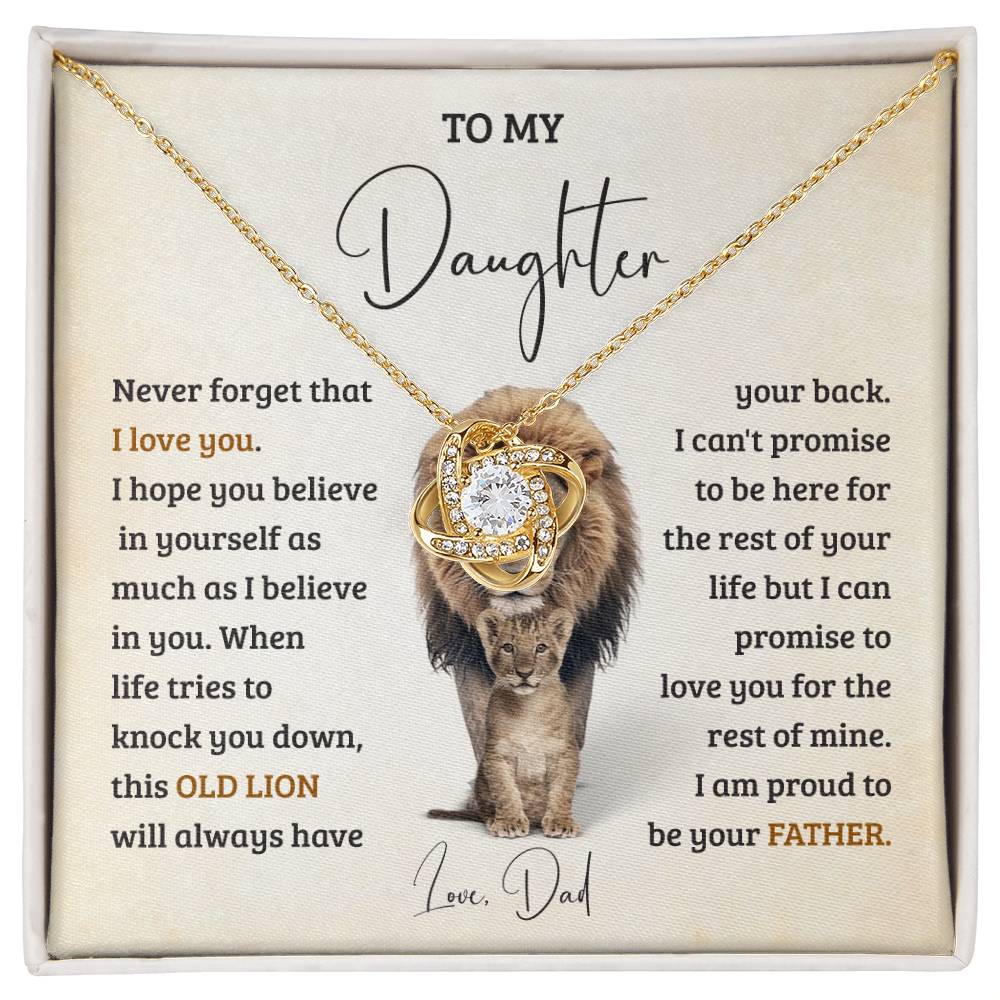 To My Daughter Never Forget That I Love You, Brave Lion Daughter Necklace Gift From Dad Gifts For Daughter From Father, Gift From Dad for Daughter, Father Daughter Necklace With Heartfelt Message