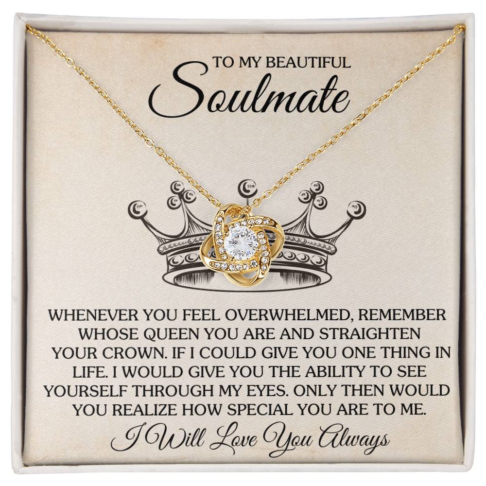 To My Beautiful Soulmate Necklace for Women, Girlfriend- My Soulmate Love Knot Necklace Gifts for Her Anniversary Future Wife Special You Are to Me Girl Friend Necklace with Card & Box