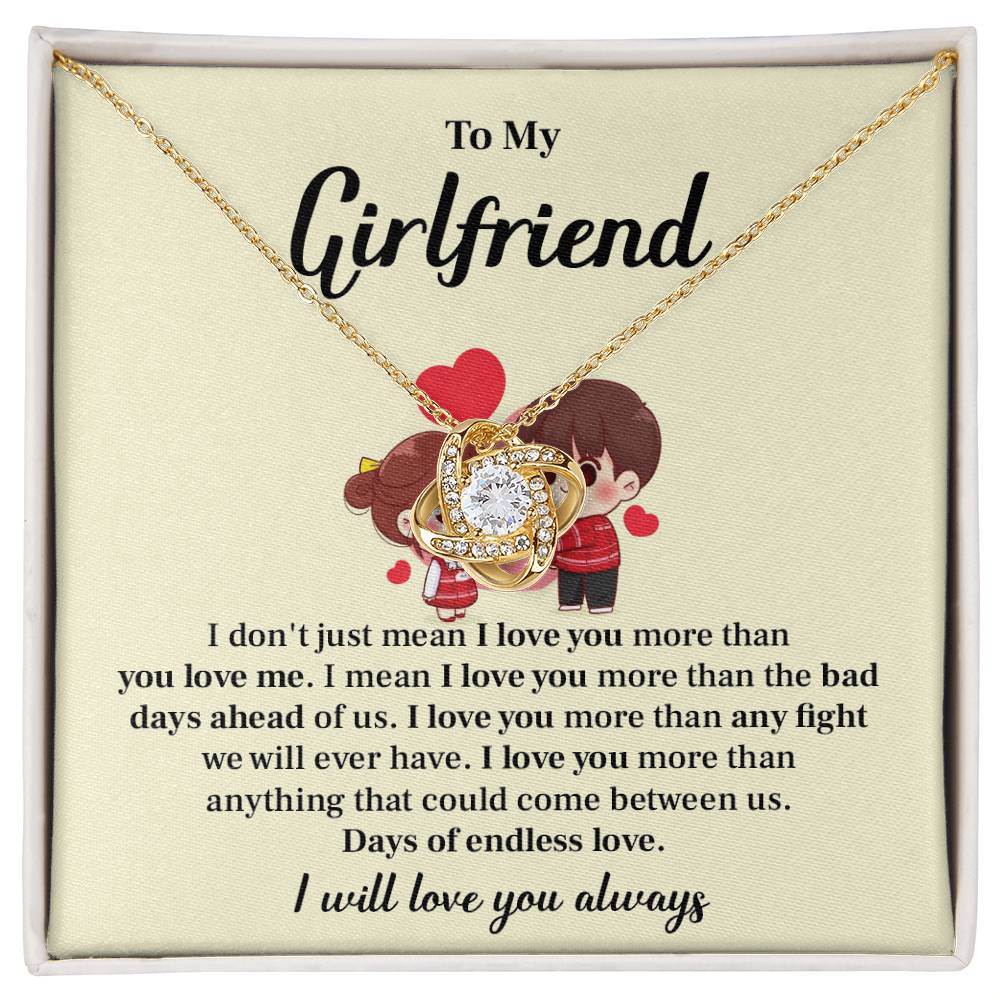 To My Girlfriend Love Knot Necklace - My Gorgeous Girlfriend Necklace