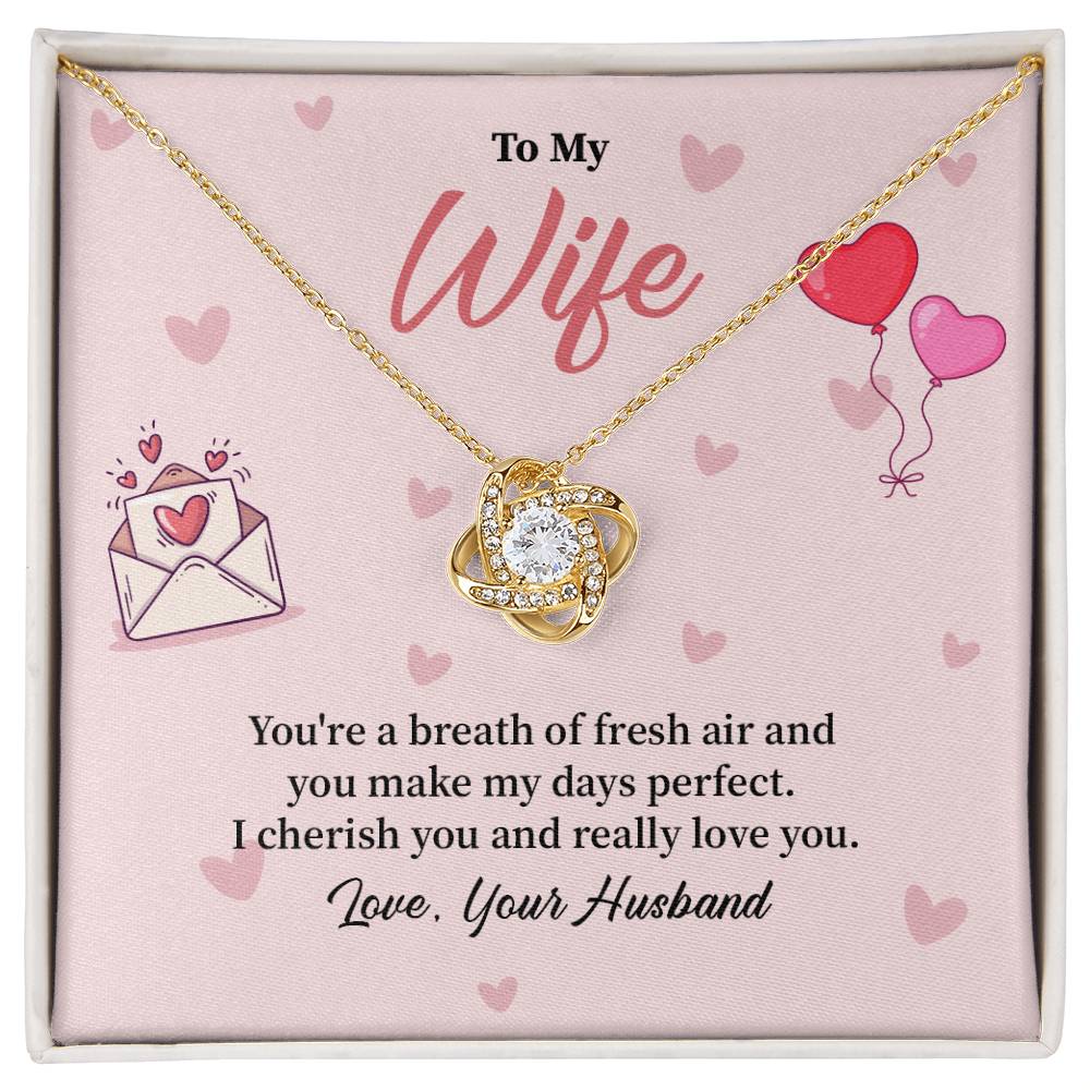 To My Wife Birthday, Anniversary, Valentines Love Knot Necklace Gift