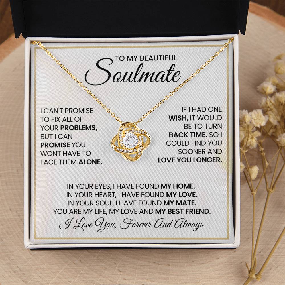 To My Beautiful Soulmate Necklace for Women, Girlfriend- My Soulmate Love Knot Necklace Gifts for Her Anniversary Future Wife My Love My Mate My Bestfriend Girl Friend Necklace with Card & Box