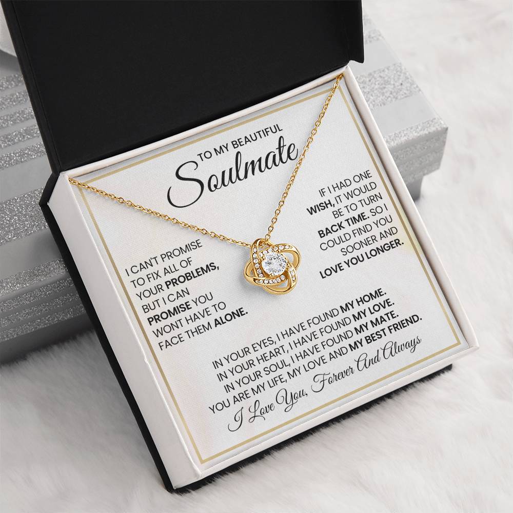 To My Beautiful Soulmate Necklace for Women, Girlfriend- My Soulmate Love Knot Necklace Gifts for Her Anniversary Future Wife My Love My Mate My Bestfriend Girl Friend Necklace with Card & Box