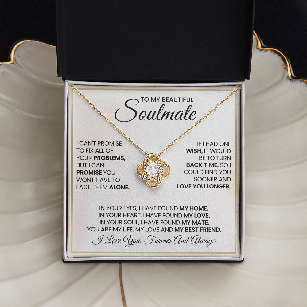 To My Beautiful Soulmate Necklace for Women, Girlfriend- My Soulmate Love Knot Necklace Gifts for Her Anniversary Future Wife My Love My Mate My Bestfriend Girl Friend Necklace with Card & Box