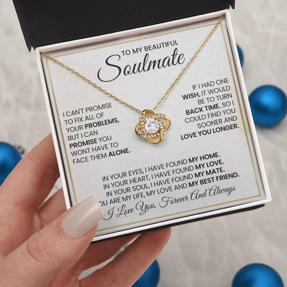To My Beautiful Soulmate Necklace for Women, Girlfriend- My Soulmate Love Knot Necklace Gifts for Her Anniversary Future Wife My Love My Mate My Bestfriend Girl Friend Necklace with Card & Box