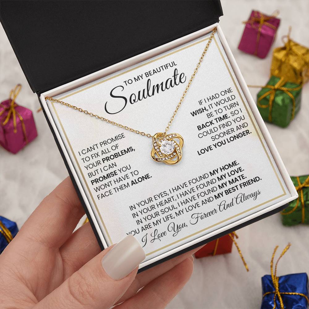 To My Beautiful Soulmate Necklace for Women, Girlfriend- My Soulmate Love Knot Necklace Gifts for Her Anniversary Future Wife My Love My Mate My Bestfriend Girl Friend Necklace with Card & Box