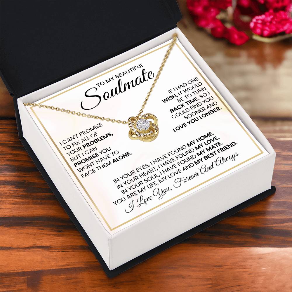 To My Beautiful Soulmate Necklace for Women, Girlfriend- My Soulmate Love Knot Necklace Gifts for Her Anniversary Future Wife My Love My Mate My Bestfriend Girl Friend Necklace with Card & Box