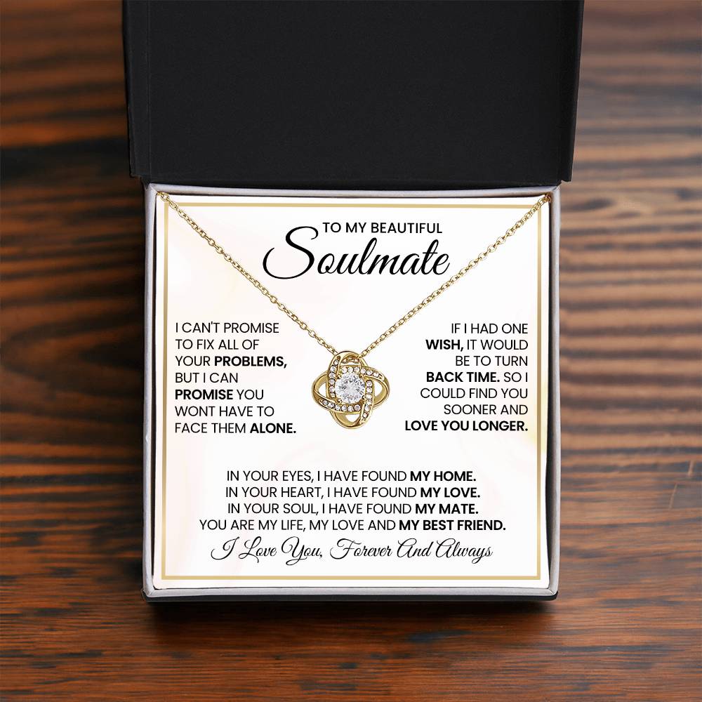To My Beautiful Soulmate Necklace for Women, Girlfriend- My Soulmate Love Knot Necklace Gifts for Her Anniversary Future Wife My Love My Mate My Bestfriend Girl Friend Necklace with Card & Box