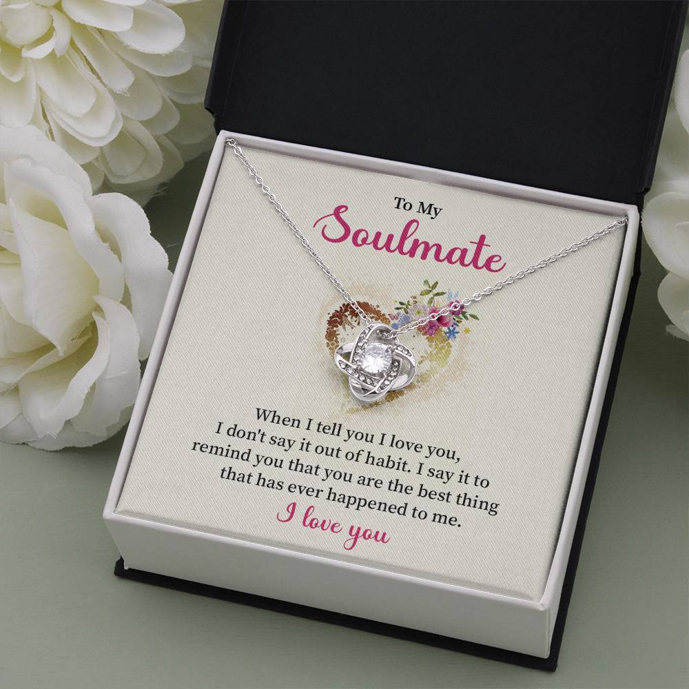To My Soulmate Necklace for Women Gift From Husband Say I Love You - My Soulmate Love Knot Necklace Gifts for Her Anniversary Future Wife Necklace Romantic Gifts For My Wife with Card & Box