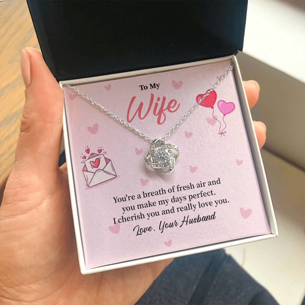 To My Wife Birthday, Anniversary, Valentines Love Knot Necklace Gift