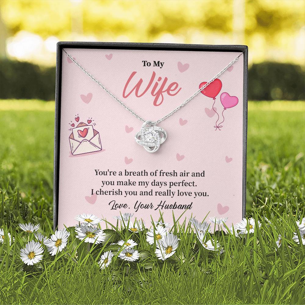 To My Wife Birthday, Anniversary, Valentines Love Knot Necklace Gift