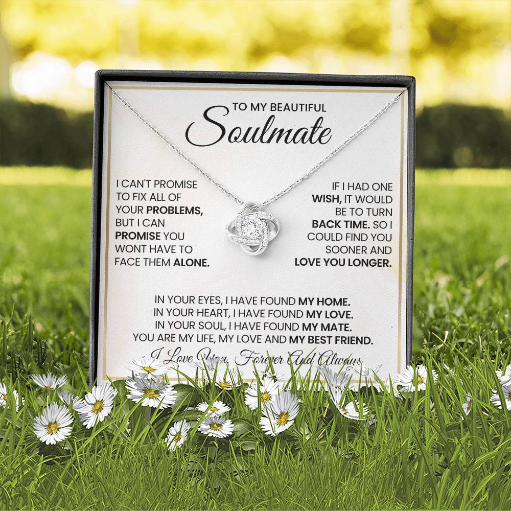 To My Beautiful Soulmate Necklace for Women, Girlfriend- My Soulmate Love Knot Necklace Gifts for Her Anniversary Future Wife My Love My Mate My Bestfriend Girl Friend Necklace with Card & Box