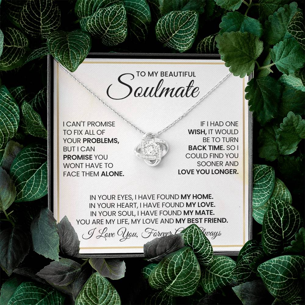To My Beautiful Soulmate Necklace for Women, Girlfriend- My Soulmate Love Knot Necklace Gifts for Her Anniversary Future Wife My Love My Mate My Bestfriend Girl Friend Necklace with Card & Box