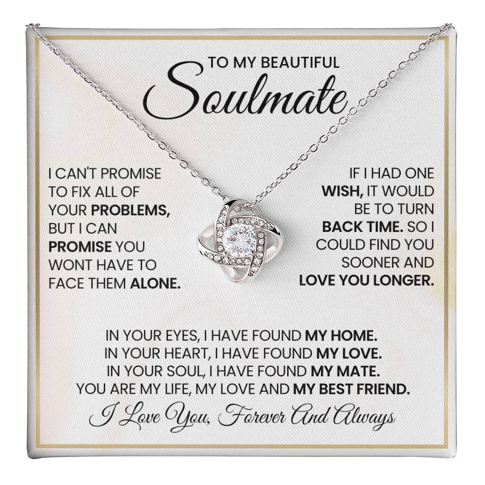To My Beautiful Soulmate Necklace for Women, Girlfriend- My Soulmate Love Knot Necklace Gifts for Her Anniversary Future Wife My Love My Mate My Bestfriend Girl Friend Necklace with Card & Box