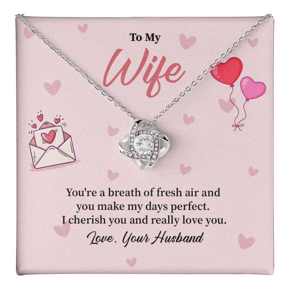 To My Wife Birthday, Anniversary, Valentines Love Knot Necklace Gift