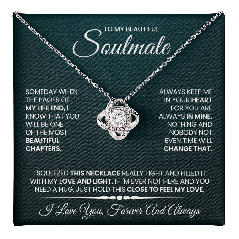 To My Beautiful Soulmate Necklace for Women, Girlfriend- My Soulmate Love Knot Necklace Gifts for Her Anniversary Future Wife Beautiful Chapter Girl Friend Necklace with Card & Box