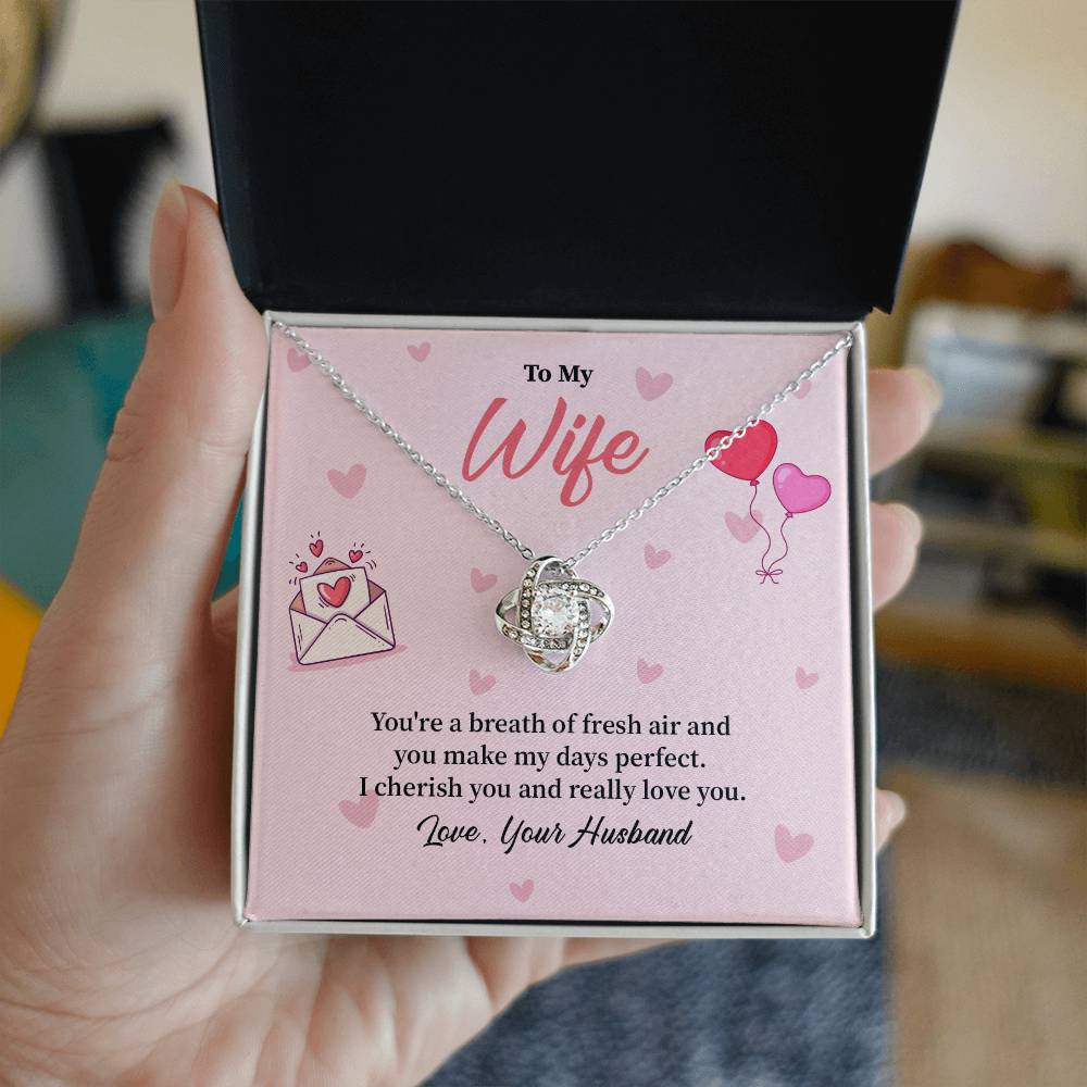 To My Wife Birthday, Anniversary, Valentines Love Knot Necklace Gift