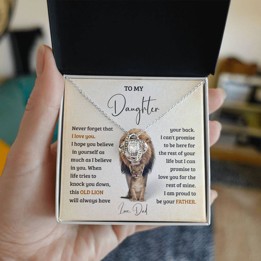 To My Daughter Never Forget That I Love You, Brave Lion Daughter Necklace Gift From Dad Gifts For Daughter From Father, Gift From Dad for Daughter, Father Daughter Necklace With Heartfelt Message