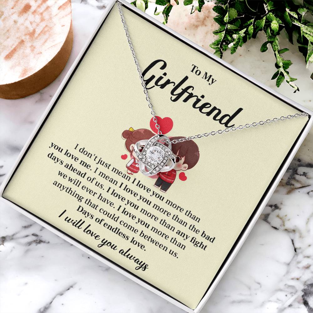 To My Girlfriend Love Knot Necklace - My Gorgeous Girlfriend Necklace