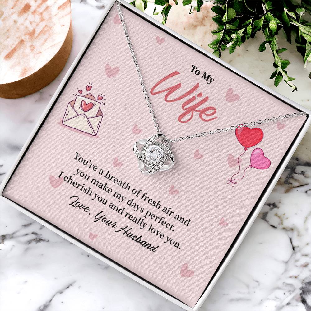 To My Wife Birthday, Anniversary, Valentines Love Knot Necklace Gift