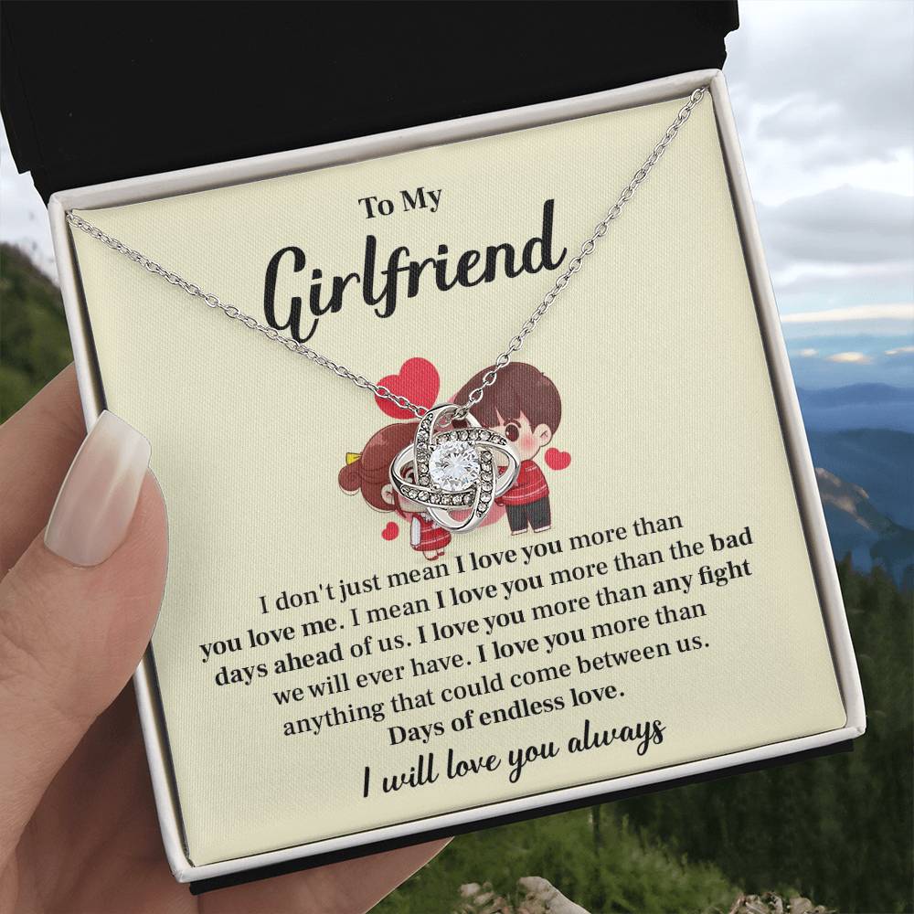 To My Girlfriend Love Knot Necklace - My Gorgeous Girlfriend Necklace