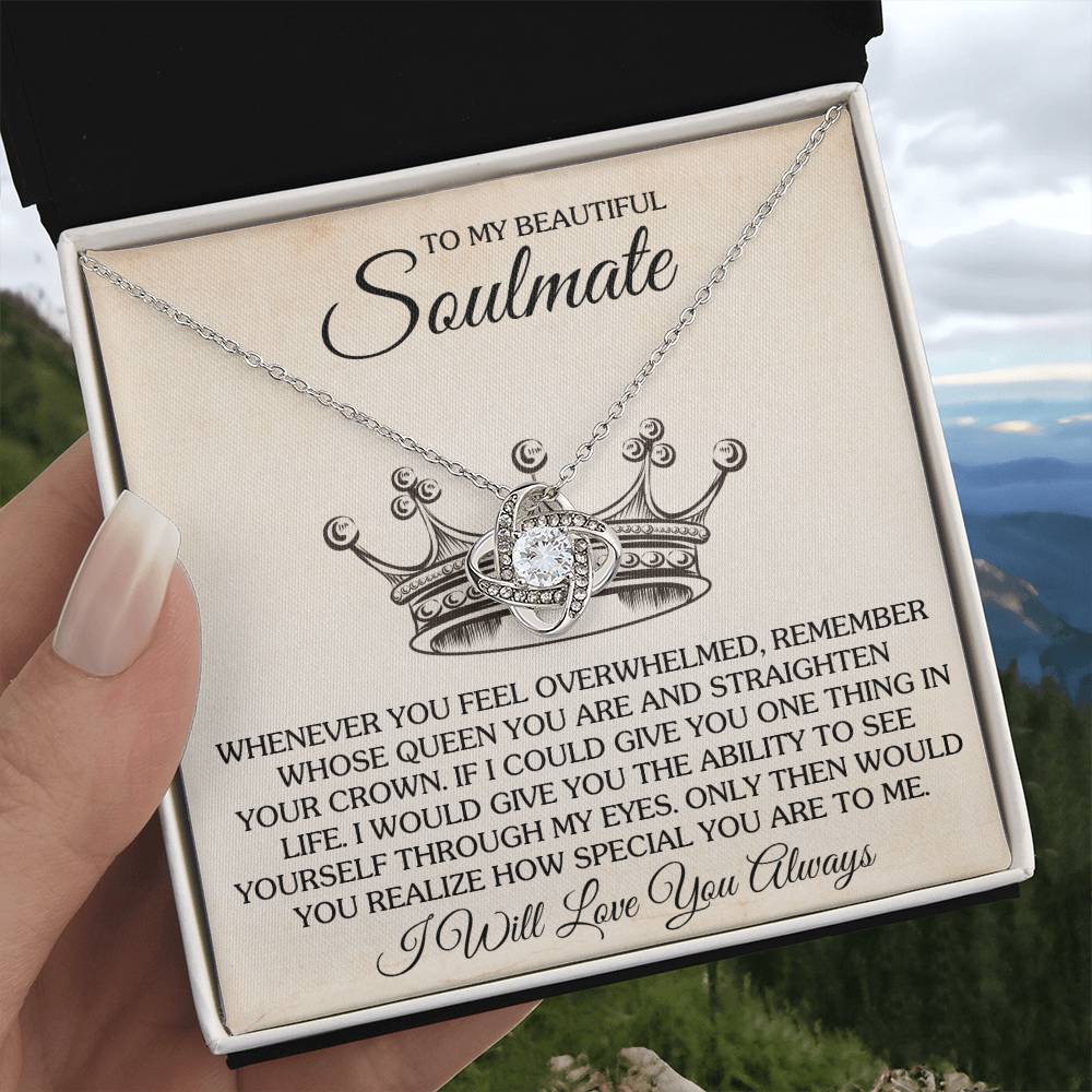 To My Beautiful Soulmate Necklace for Women, Girlfriend- My Soulmate Love Knot Necklace Gifts for Her Anniversary Future Wife Special You Are to Me Girl Friend Necklace with Card & Box