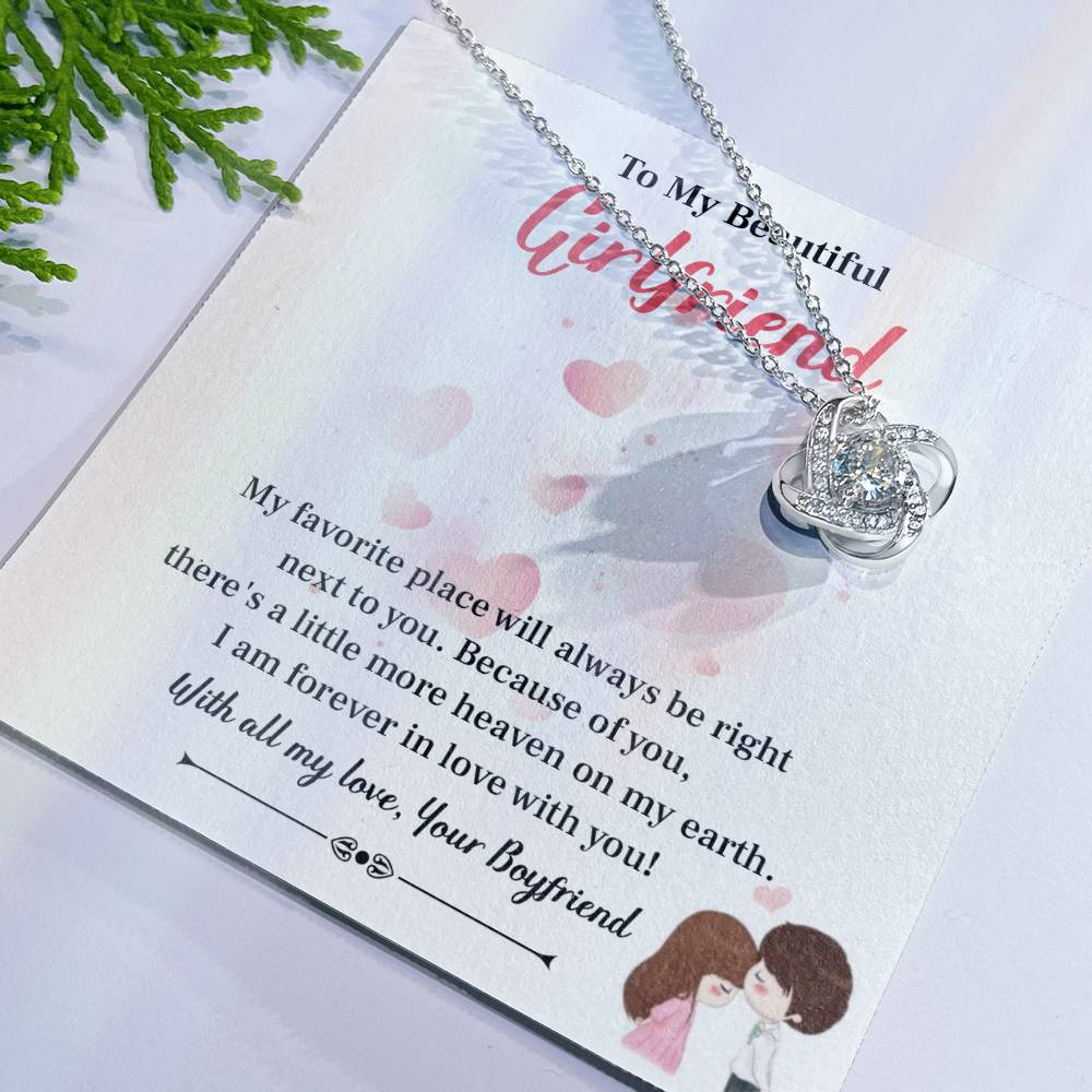 To My Beautiful Girlfriend Love Knot Necklace - My Gorgeous Girlfrien