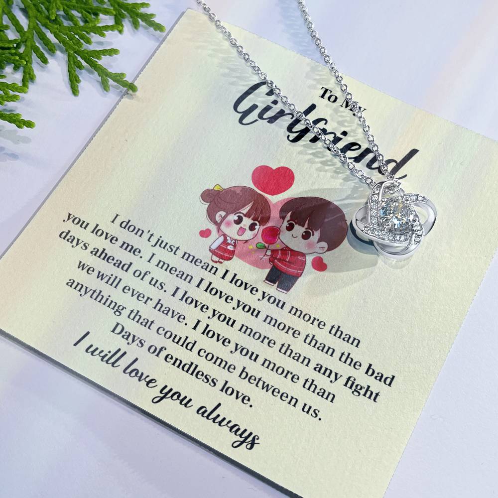 To My Girlfriend Love Knot Necklace - My Gorgeous Girlfriend Necklace