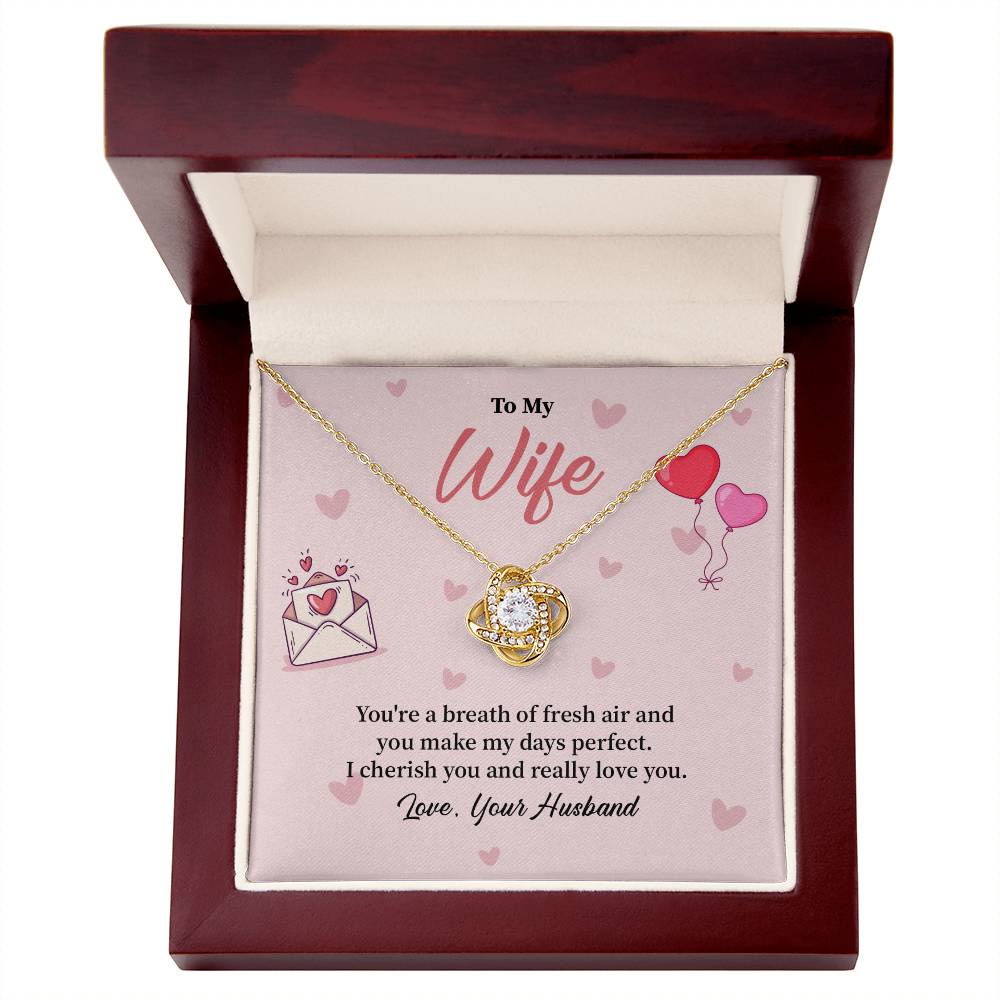 To My Wife Birthday, Anniversary, Valentines Love Knot Necklace Gift