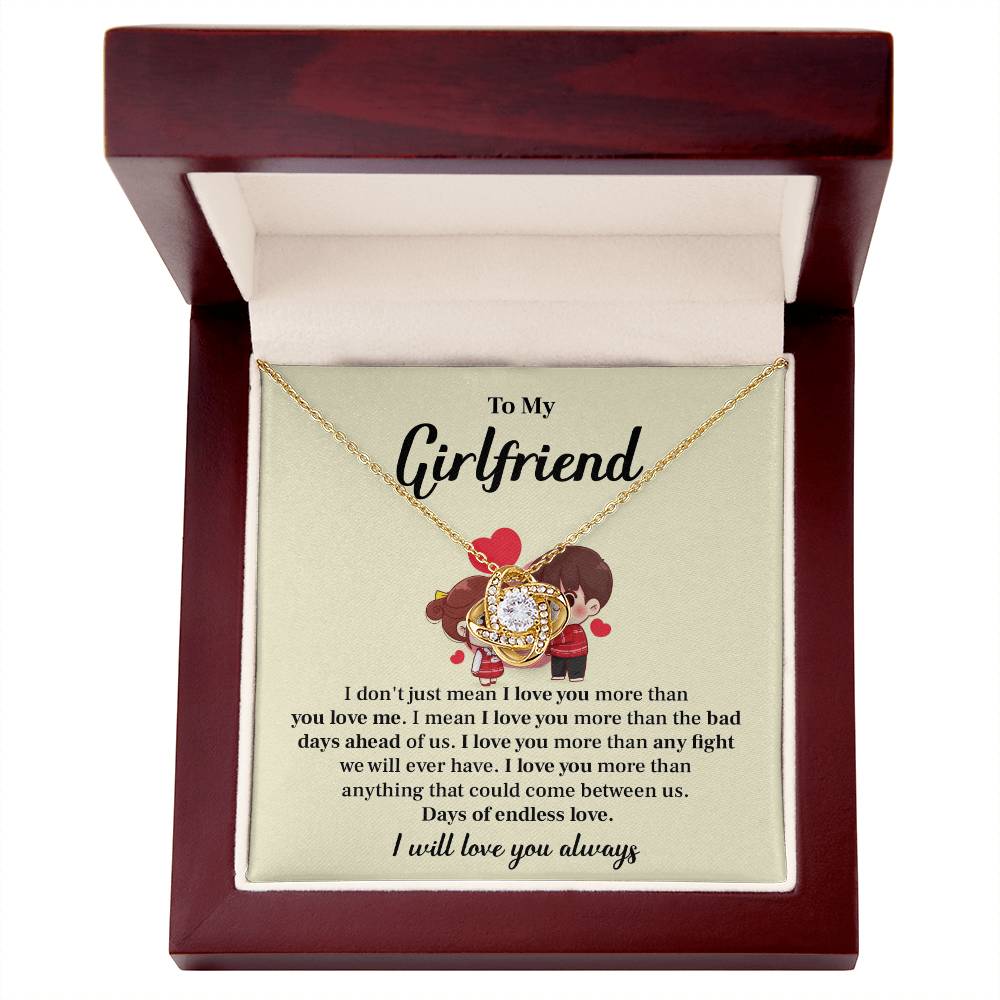 To My Girlfriend Love Knot Necklace - My Gorgeous Girlfriend Necklace