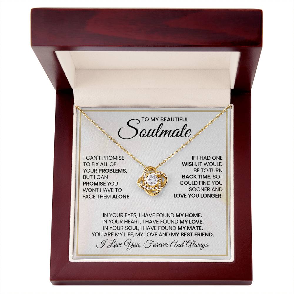To My Beautiful Soulmate Necklace for Women, Girlfriend- My Soulmate Love Knot Necklace Gifts for Her Anniversary Future Wife My Love My Mate My Bestfriend Girl Friend Necklace with Card & Box