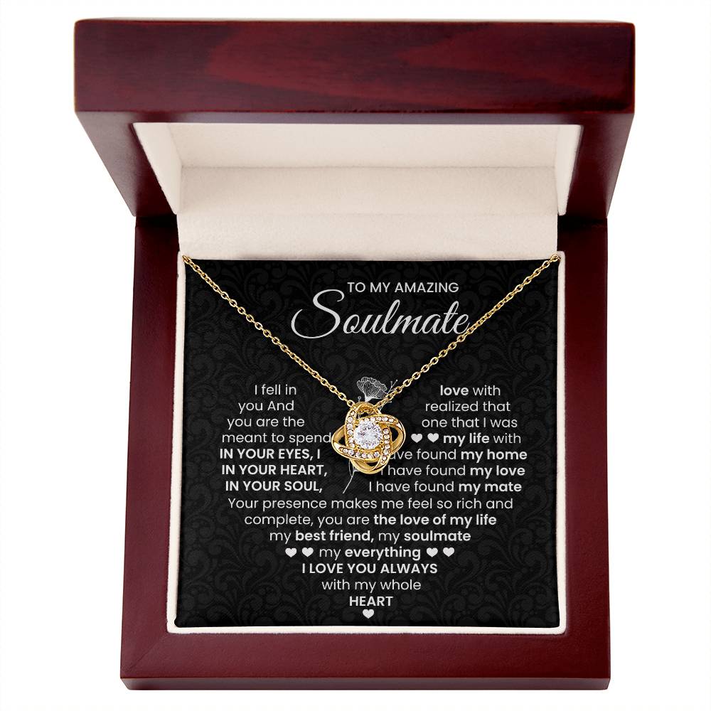 To My Amazing Soulmate Necklace for Women, Girlfriend- My Soulmate Love Knot Necklace Gifts for Her Anniversary Future Wife I Love You Always Girl Friend Necklace with Card & Box