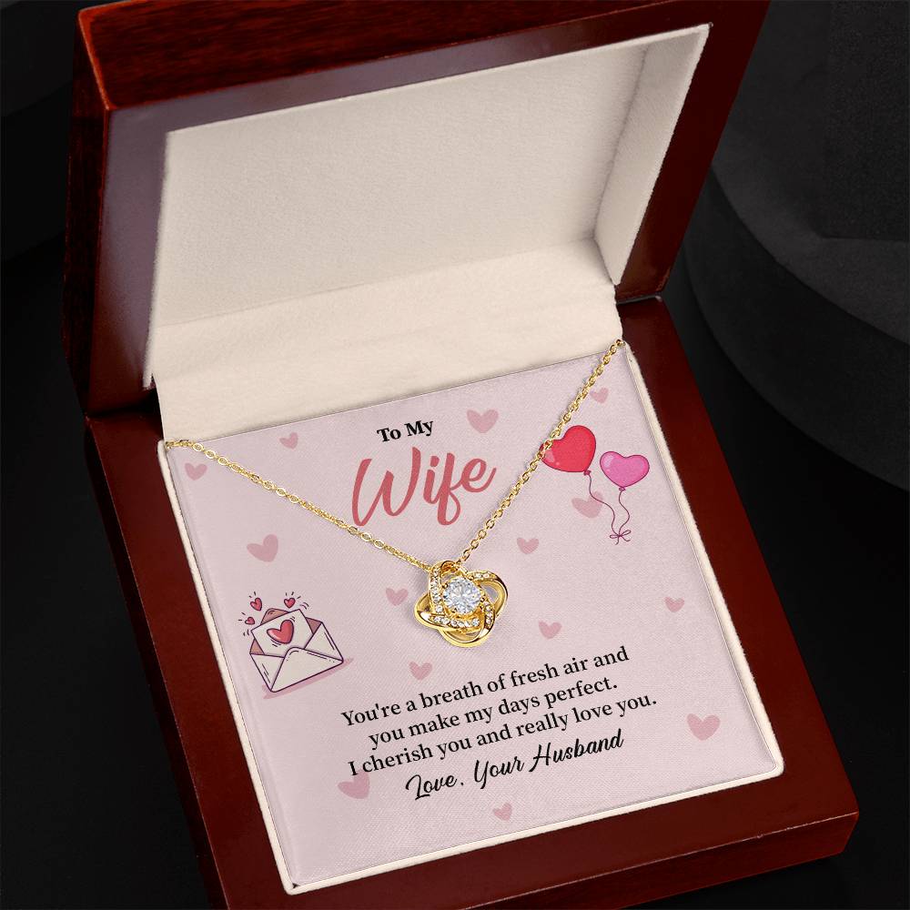 To My Wife Birthday, Anniversary, Valentines Love Knot Necklace Gift