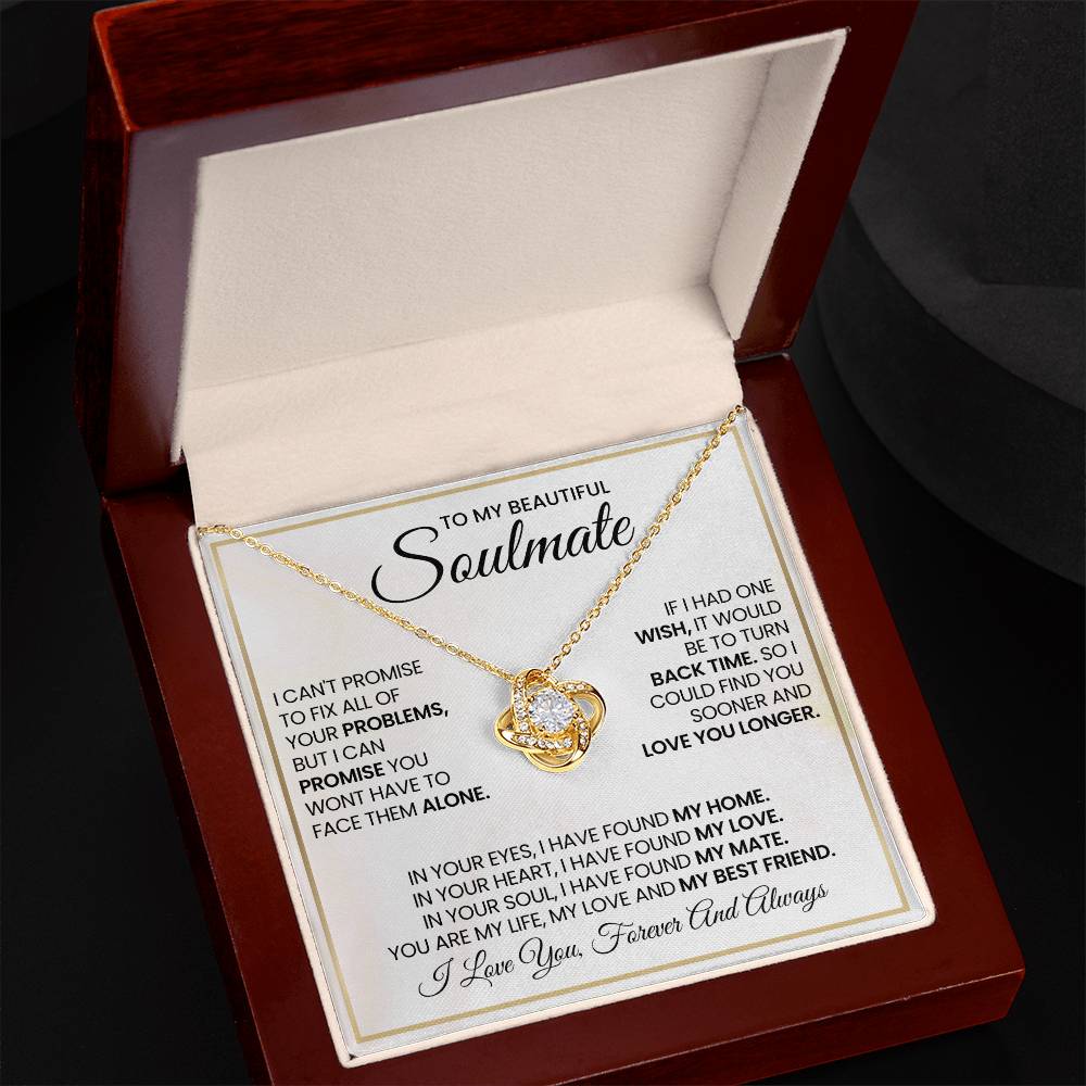 To My Beautiful Soulmate Necklace for Women, Girlfriend- My Soulmate Love Knot Necklace Gifts for Her Anniversary Future Wife My Love My Mate My Bestfriend Girl Friend Necklace with Card & Box