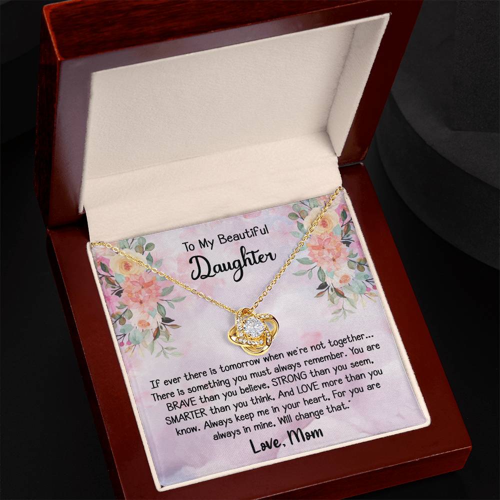To My Daughter Love Knot Necklace Gift With Beautiful Message Card - B