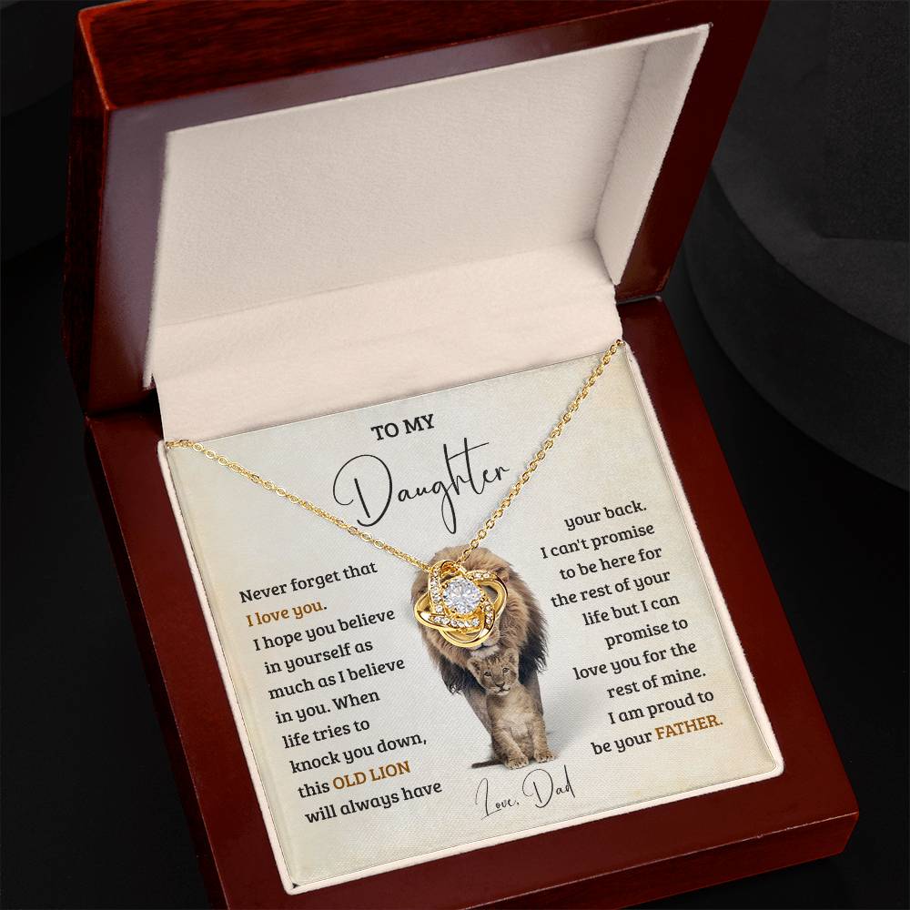 To My Daughter Never Forget That I Love You, Brave Lion Daughter Necklace Gift From Dad Gifts For Daughter From Father, Gift From Dad for Daughter, Father Daughter Necklace With Heartfelt Message