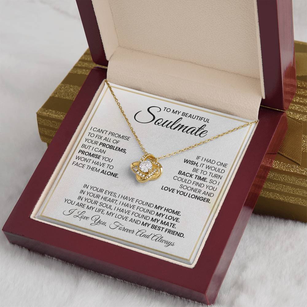 To My Beautiful Soulmate Necklace for Women, Girlfriend- My Soulmate Love Knot Necklace Gifts for Her Anniversary Future Wife My Love My Mate My Bestfriend Girl Friend Necklace with Card & Box