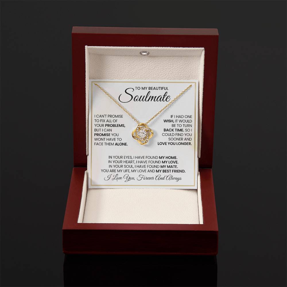 To My Beautiful Soulmate Necklace for Women, Girlfriend- My Soulmate Love Knot Necklace Gifts for Her Anniversary Future Wife My Love My Mate My Bestfriend Girl Friend Necklace with Card & Box