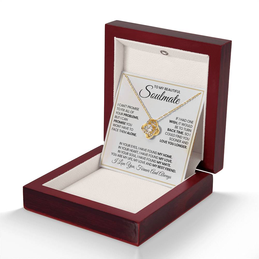 To My Beautiful Soulmate Necklace for Women, Girlfriend- My Soulmate Love Knot Necklace Gifts for Her Anniversary Future Wife My Love My Mate My Bestfriend Girl Friend Necklace with Card & Box