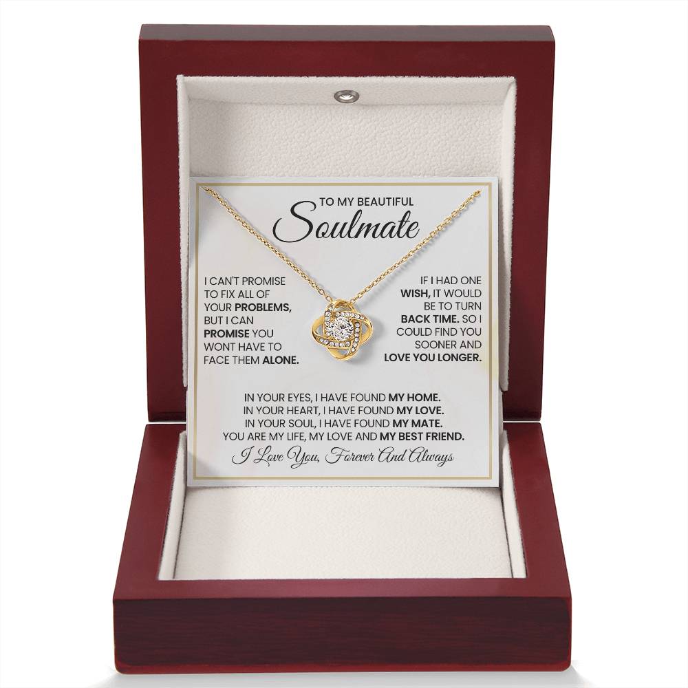 To My Beautiful Soulmate Necklace for Women, Girlfriend- My Soulmate Love Knot Necklace Gifts for Her Anniversary Future Wife My Love My Mate My Bestfriend Girl Friend Necklace with Card & Box