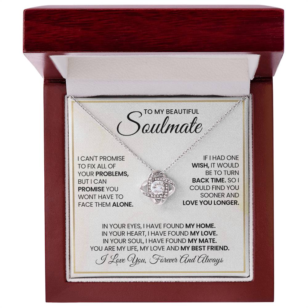 To My Beautiful Soulmate Necklace for Women, Girlfriend- My Soulmate Love Knot Necklace Gifts for Her Anniversary Future Wife My Love My Mate My Bestfriend Girl Friend Necklace with Card & Box