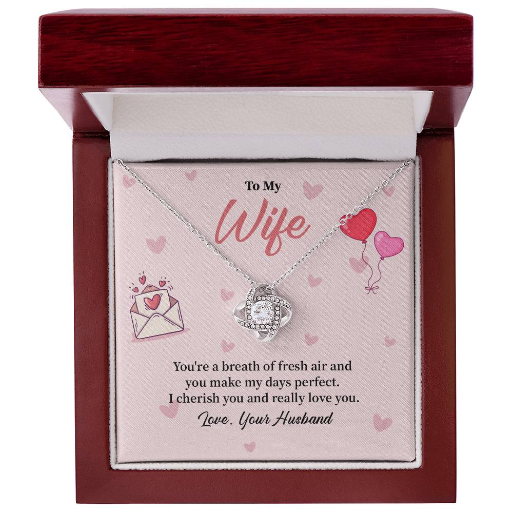 To My Wife Birthday, Anniversary, Valentines Love Knot Necklace Gift