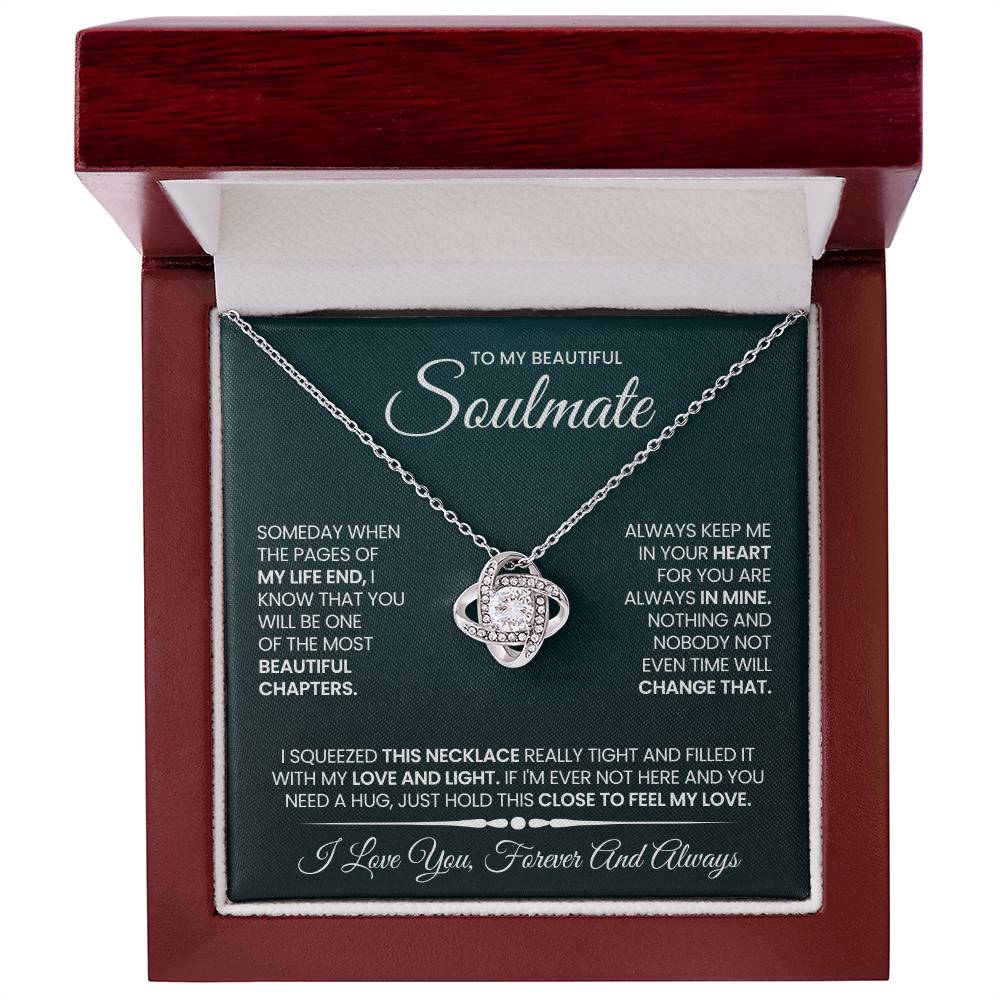 To My Beautiful Soulmate Necklace for Women, Girlfriend- My Soulmate Love Knot Necklace Gifts for Her Anniversary Future Wife Beautiful Chapter Girl Friend Necklace with Card & Box
