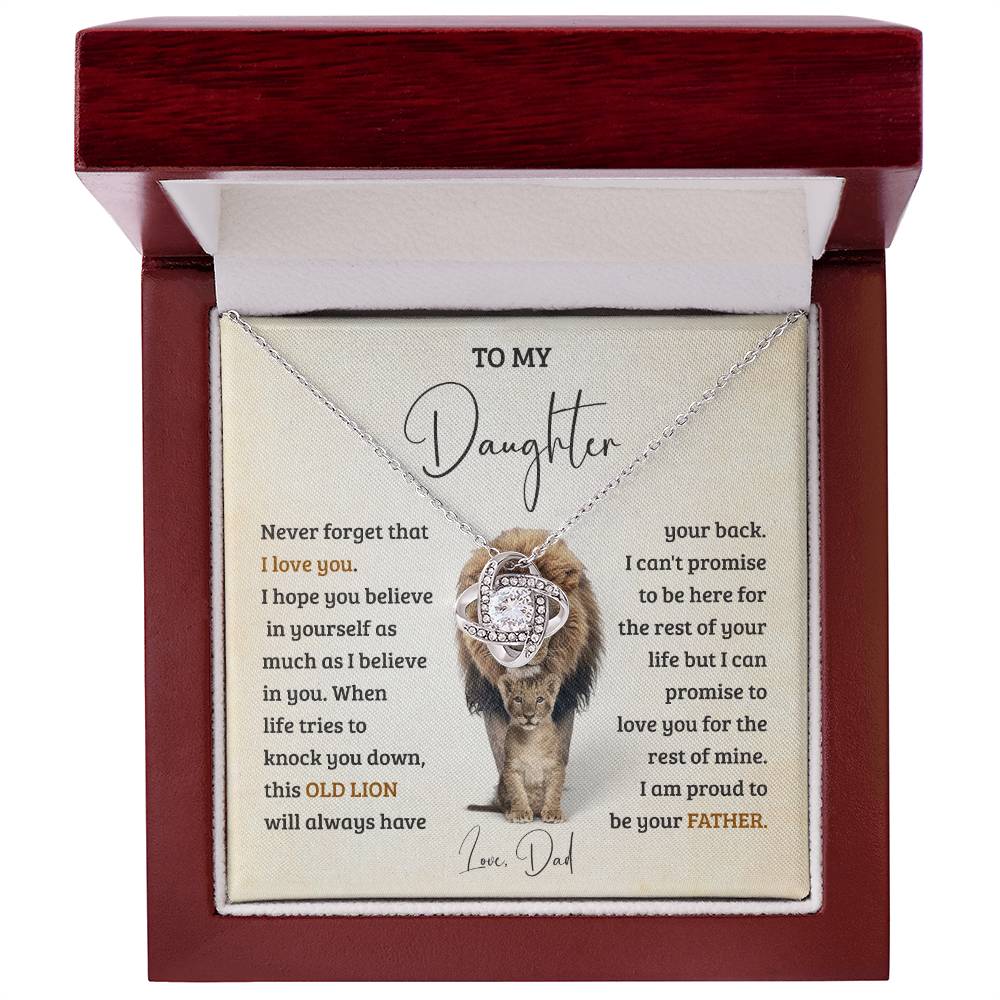 To My Daughter Never Forget That I Love You, Brave Lion Daughter Necklace Gift From Dad Gifts For Daughter From Father, Gift From Dad for Daughter, Father Daughter Necklace With Heartfelt Message