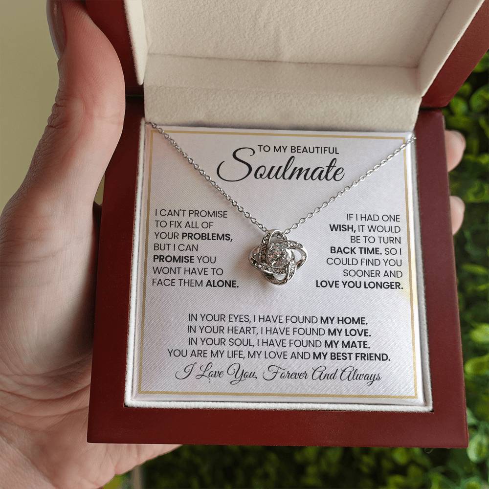 To My Beautiful Soulmate Necklace for Women, Girlfriend- My Soulmate Love Knot Necklace Gifts for Her Anniversary Future Wife My Love My Mate My Bestfriend Girl Friend Necklace with Card & Box
