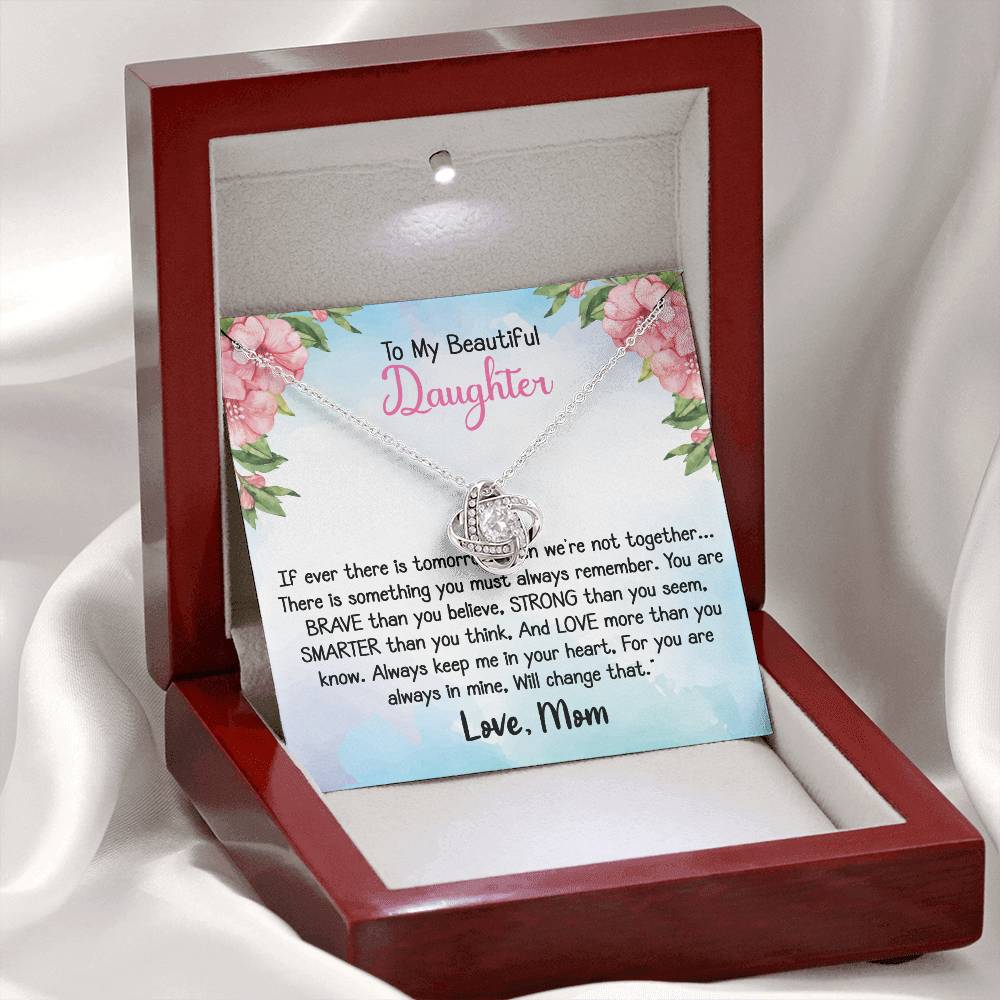 To my Daughter - Love Knot Necklace Gift for Daughter from Dad or Mom