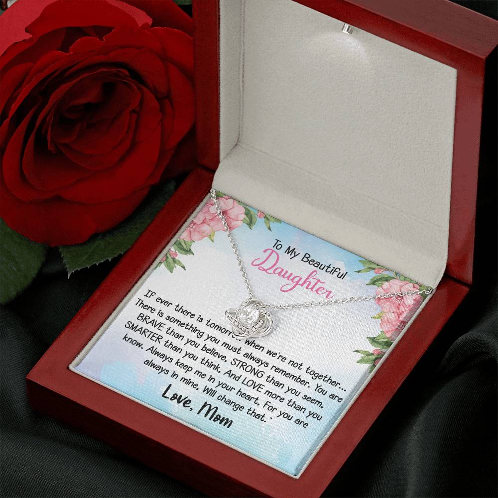 To my Daughter - Love Knot Necklace Gift for Daughter from Dad or Mom