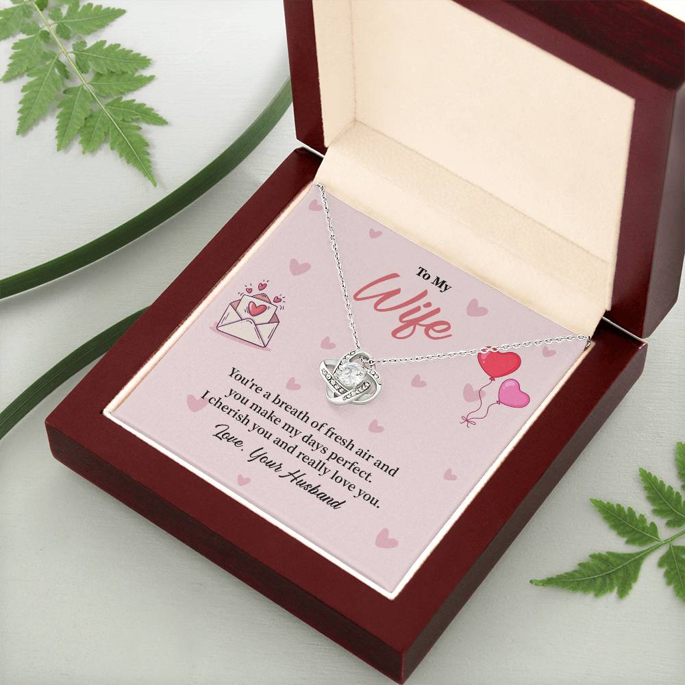 To My Wife Birthday, Anniversary, Valentines Love Knot Necklace Gift