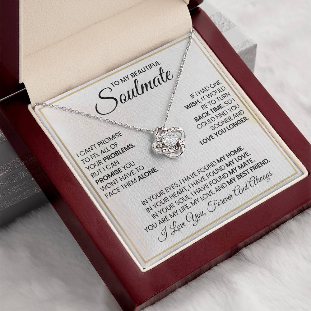 To My Beautiful Soulmate Necklace for Women, Girlfriend- My Soulmate Love Knot Necklace Gifts for Her Anniversary Future Wife My Love My Mate My Bestfriend Girl Friend Necklace with Card & Box