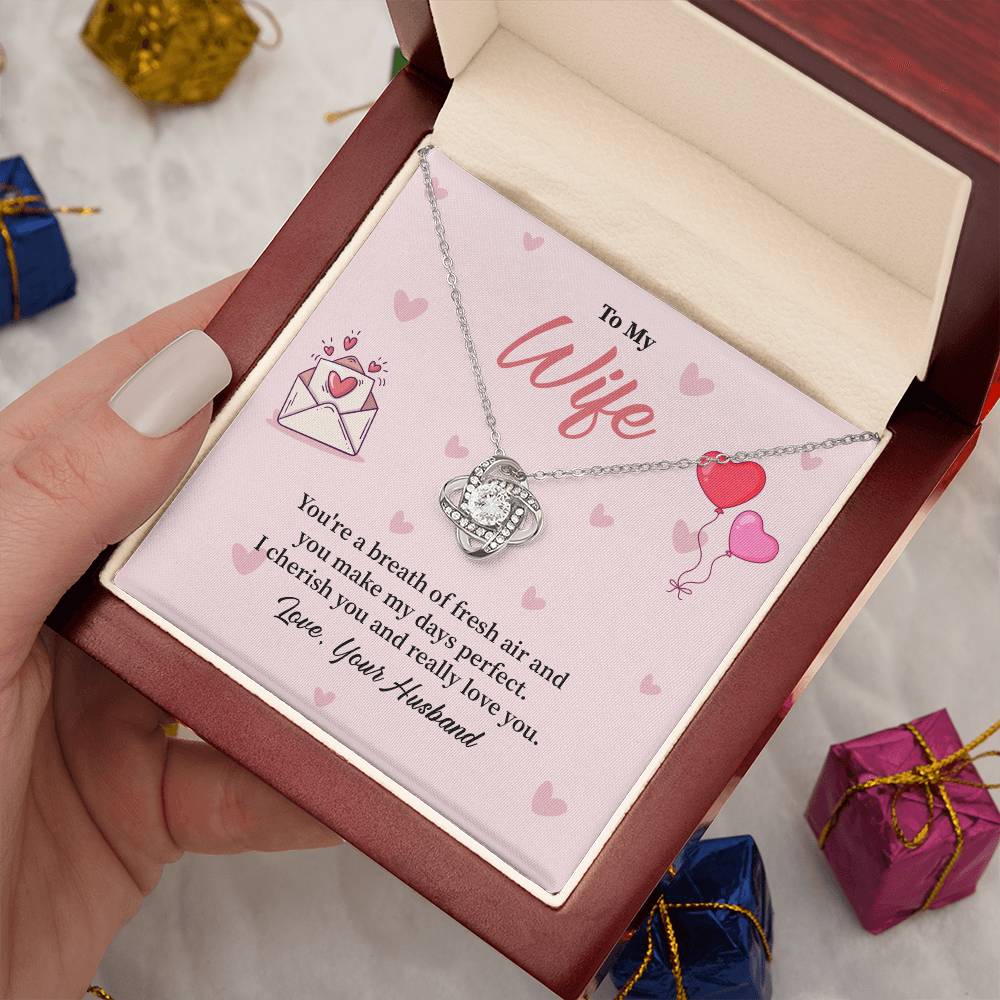To My Wife Birthday, Anniversary, Valentines Love Knot Necklace Gift