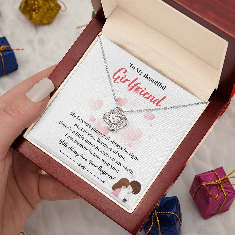 To My Beautiful Girlfriend Love Knot Necklace - My Gorgeous Girlfrien